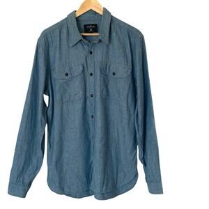 FREENOTE CLOTH Japanese USA Long Sleeve Cotton Linen Button Down Shirt, X-Large